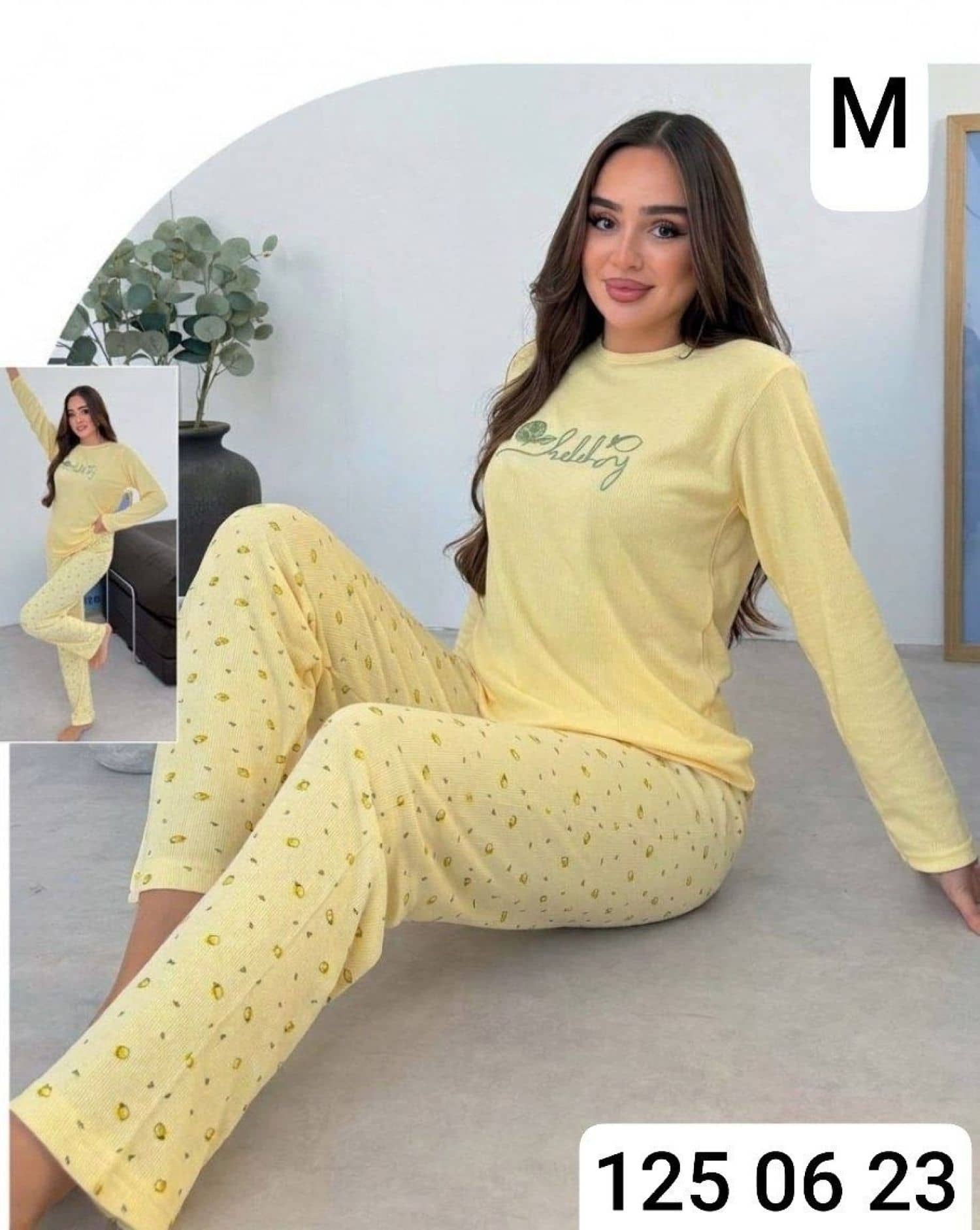 بيجامة كم محزز M-02000