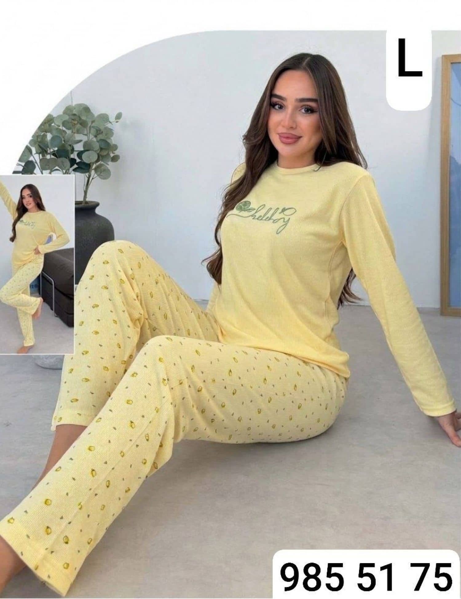 بيجامة كم محزز M-02000
