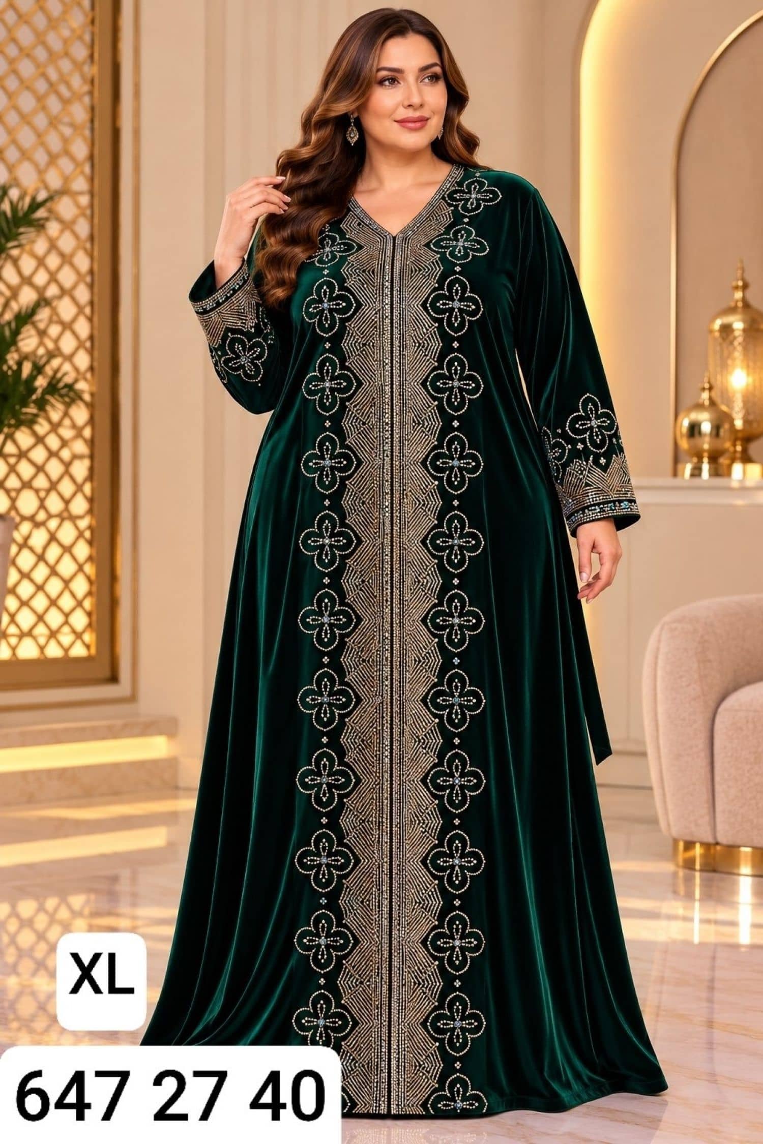 Embroidered Velvet Jalabiya