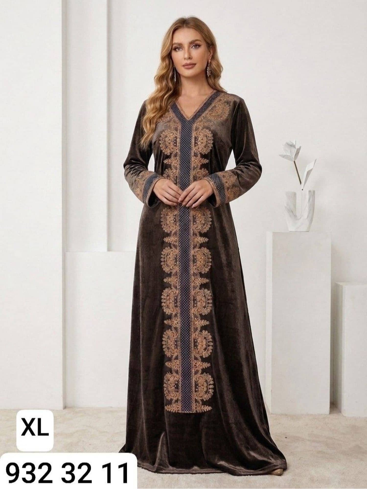 Embroidered Velvet Jalabiya