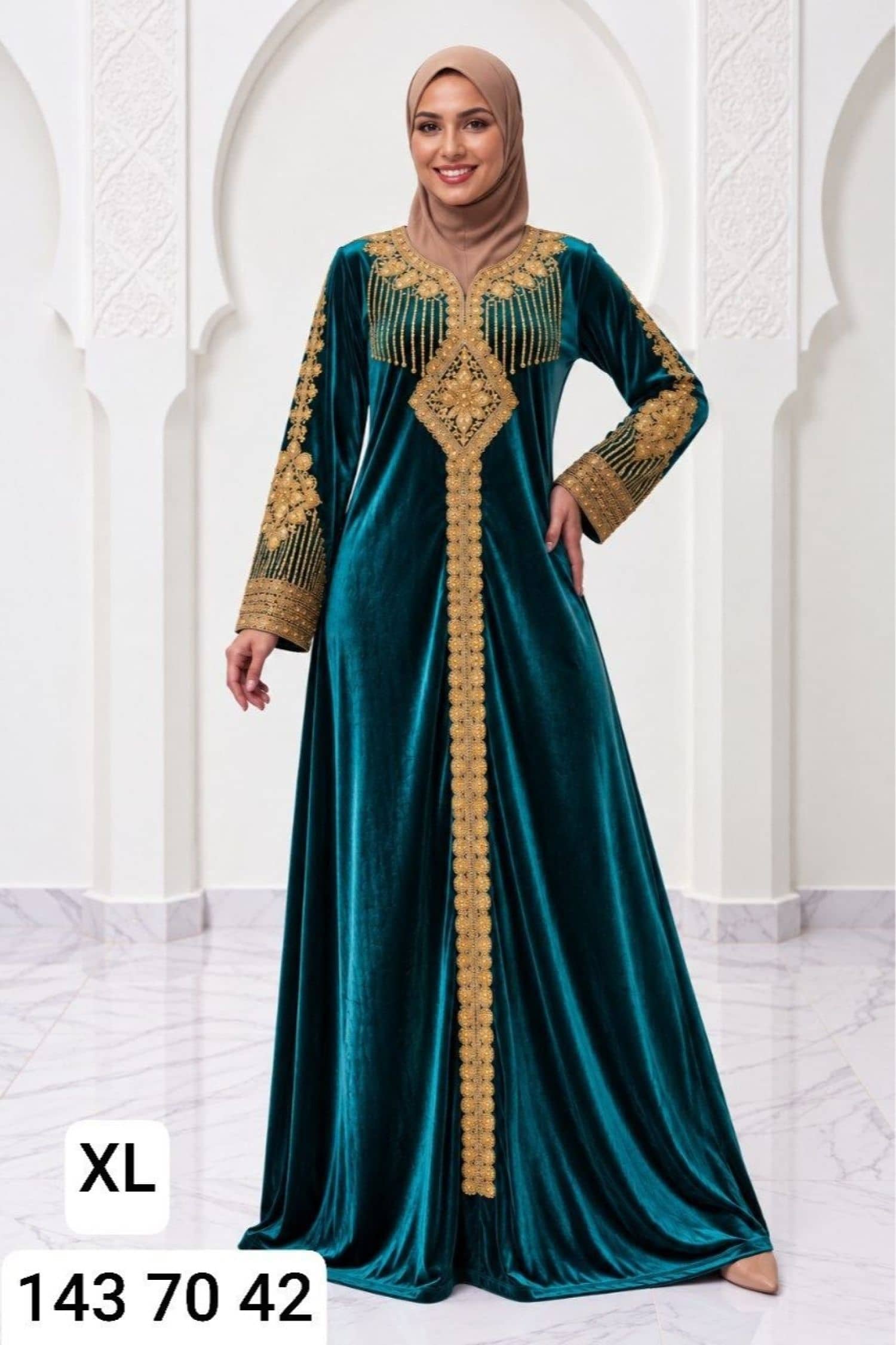 Embroidered Velvet Jalabiya