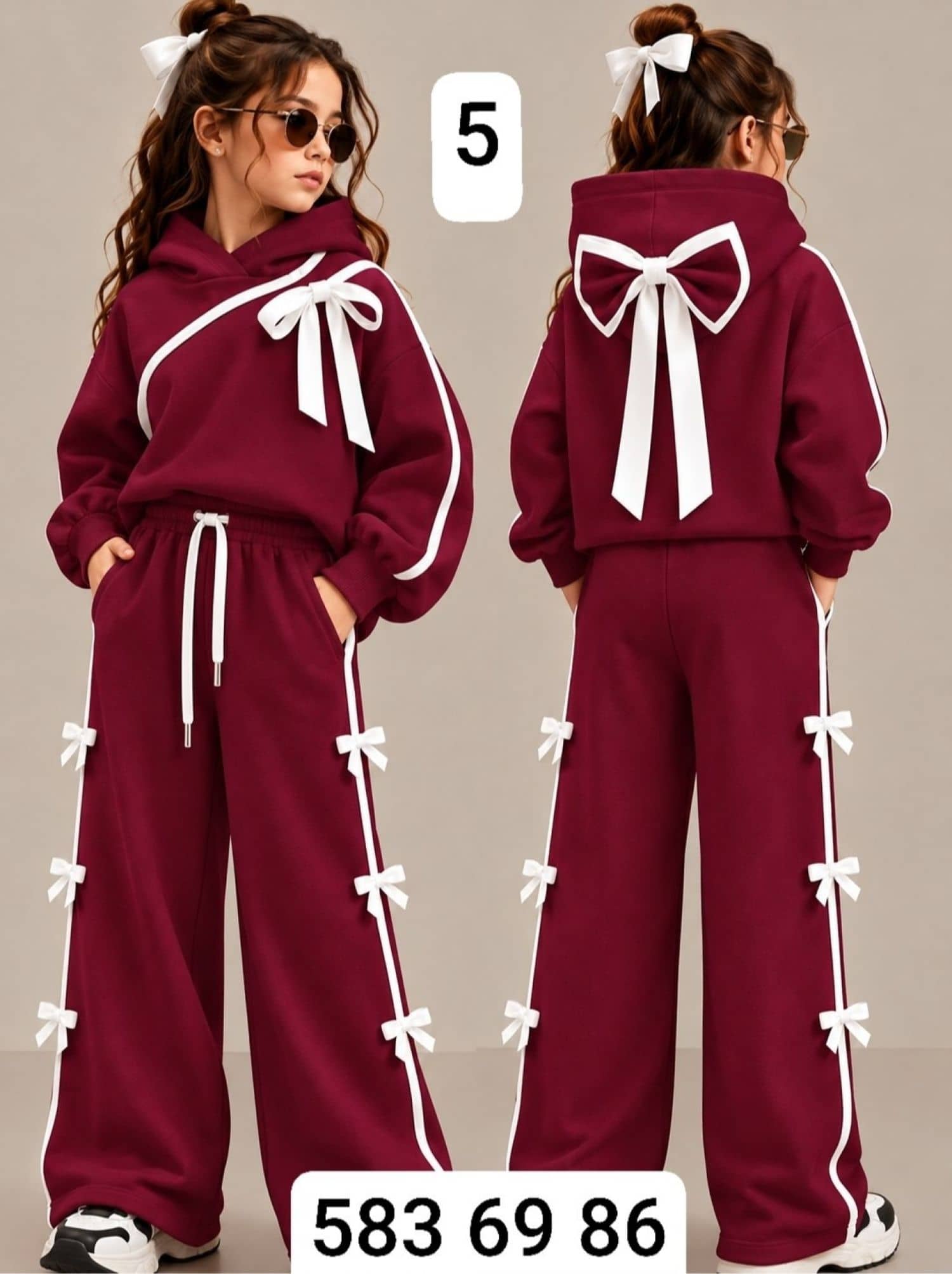 Kız Çocuk Kapüşonlu Tokalı Pijama SE
