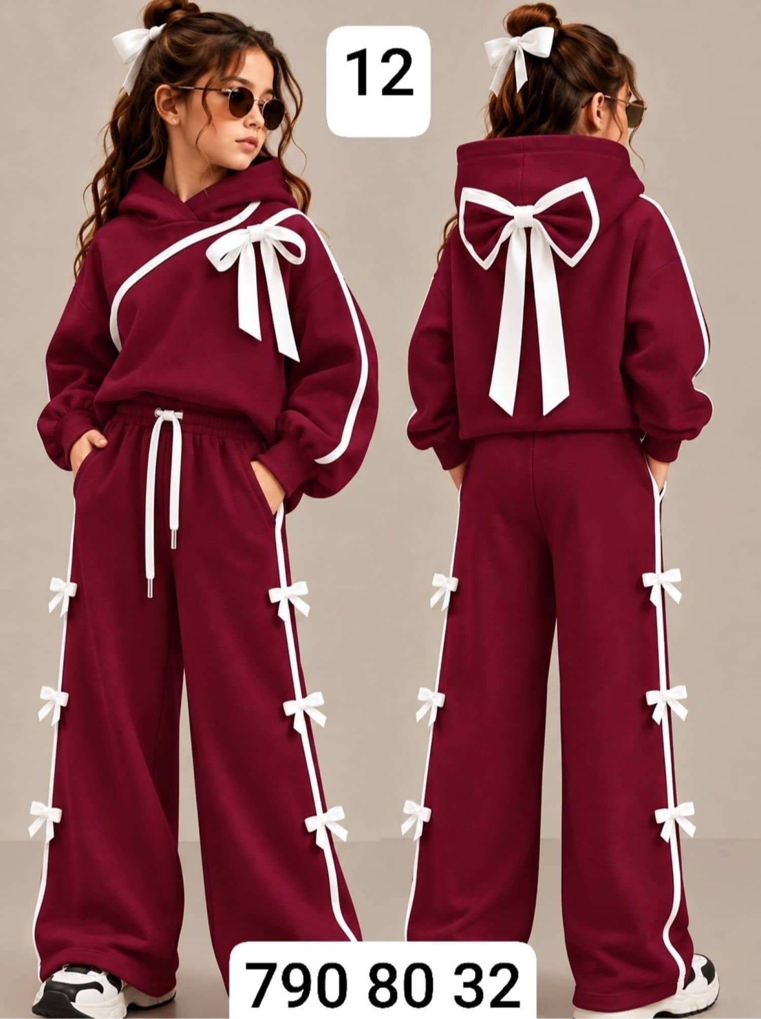 Girls' Hooded Pajamas with Hair Tie SE