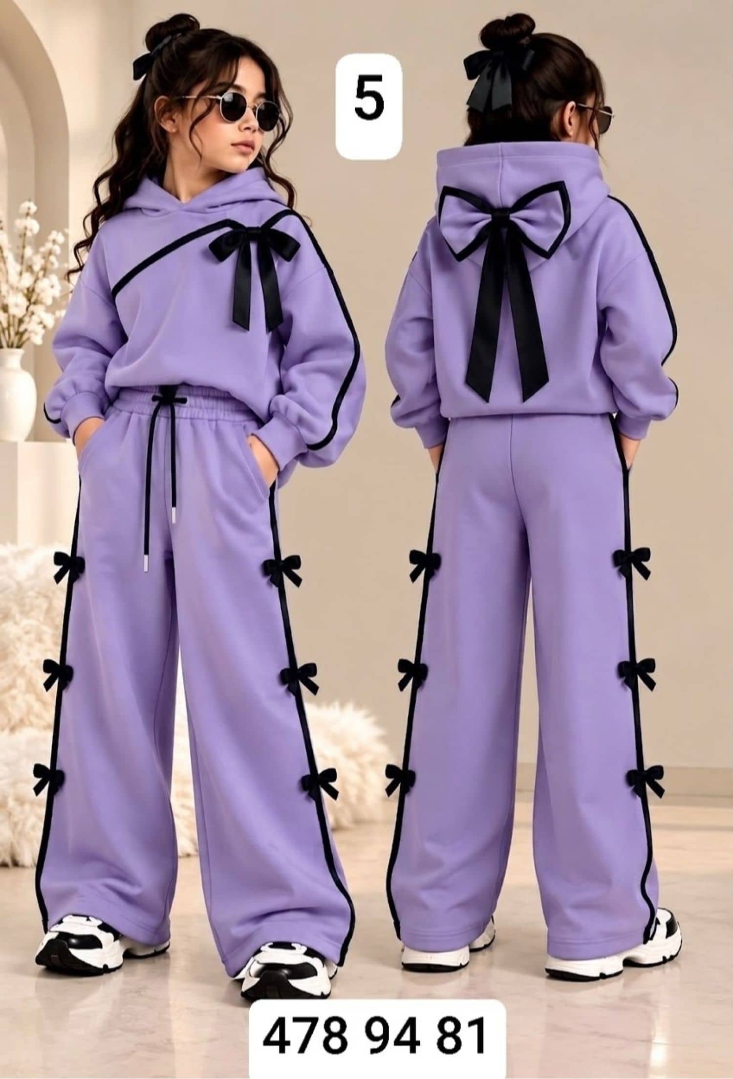 Girls' Hooded Pajamas with Hair Tie SE